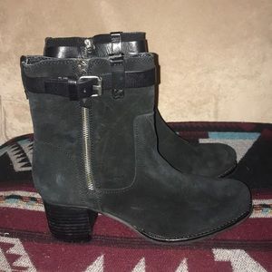 Leather Upper Black Booties